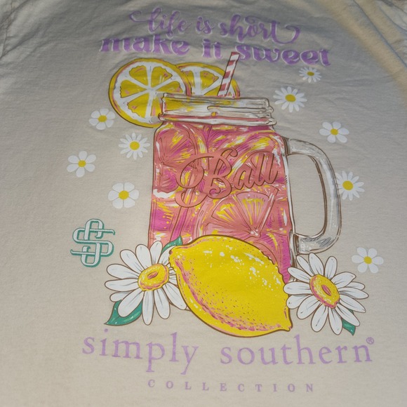 Simply Southern Collection T-Shirt Lemonade Jar Graphic Short Sleeve Top - Picture 1 of 7